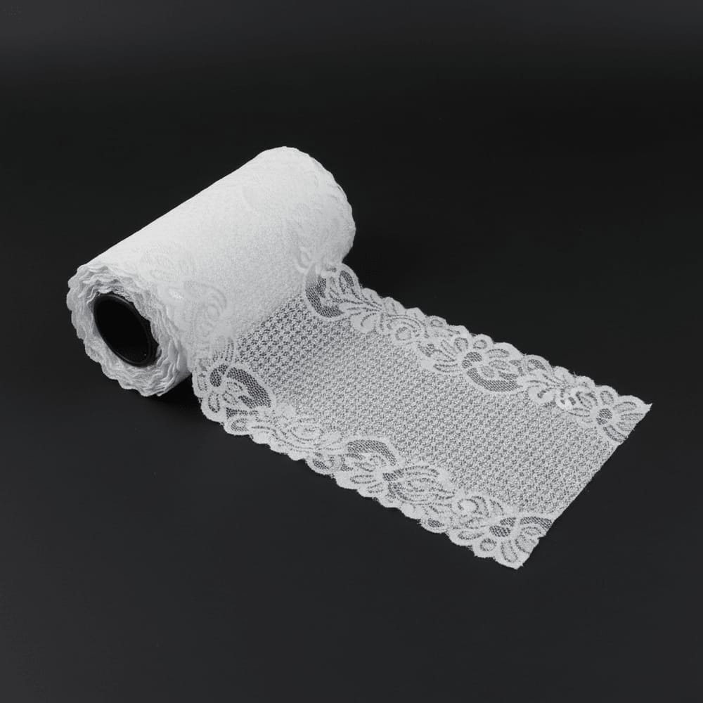 White Dyeable Nylon Lycra Lace ( Width : 6 Inch & L-38 )