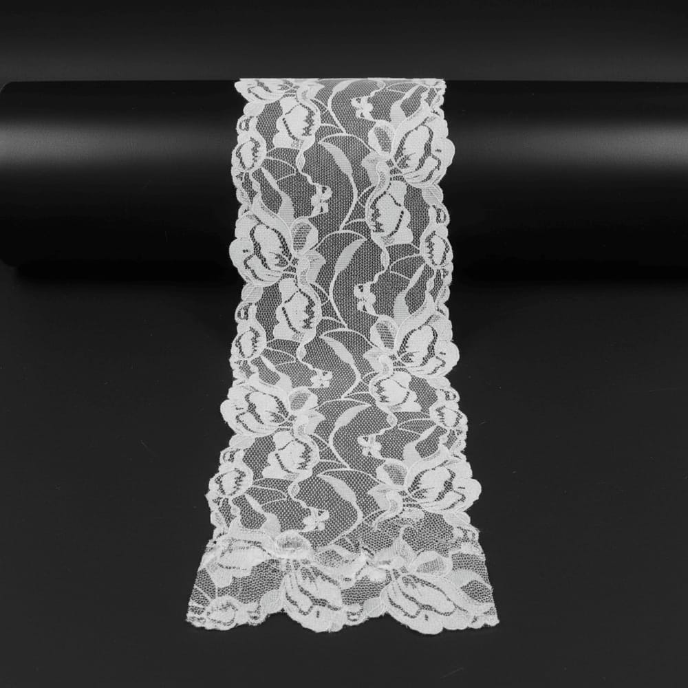 White Dyeable Nylon Lycra Lace ( Width : 6 Inch & L-45 )
