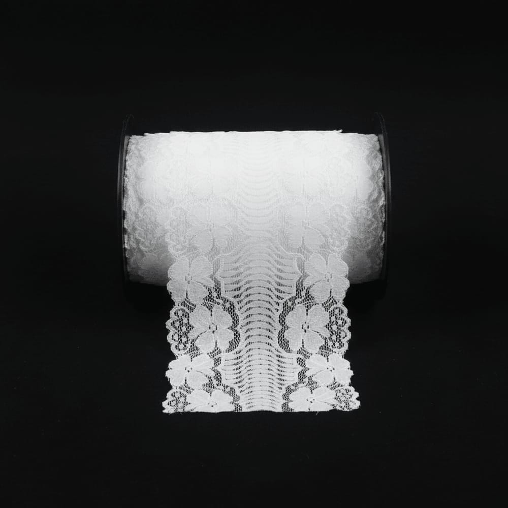 White Dyeable Nylon Lycra Lace ( Width : 6 Inch & L-59 )