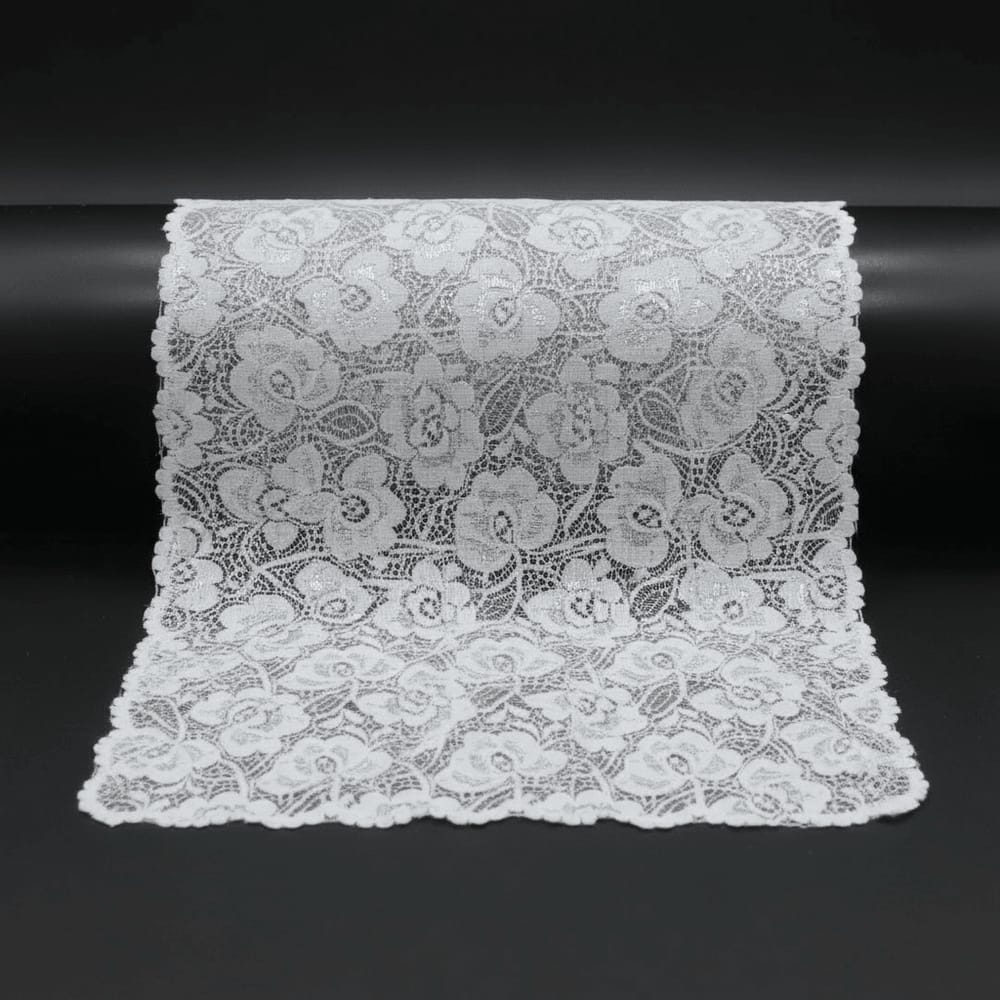 White Dyeable Nylon Lycra Lace ( Width : 9 Inch & L-68 )