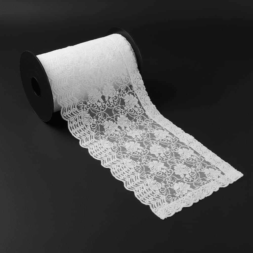 White Dyeable Nylon Lycra Lace ( Width : 9 Inch & L-8 )