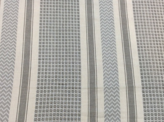 White & Gray lightweight Jacquard Fabric