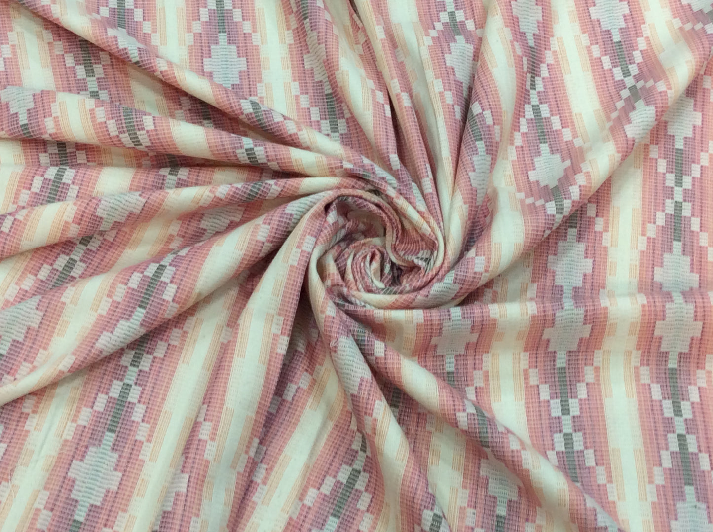 White & Pink lightweight Jacquard Fabric