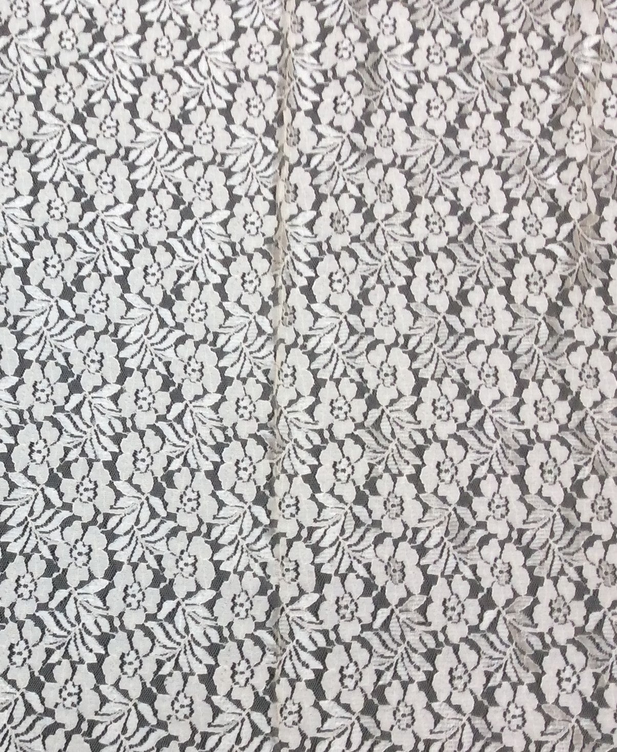 Off White Floral Design Dyeable Cotton Nylon Net Fabric