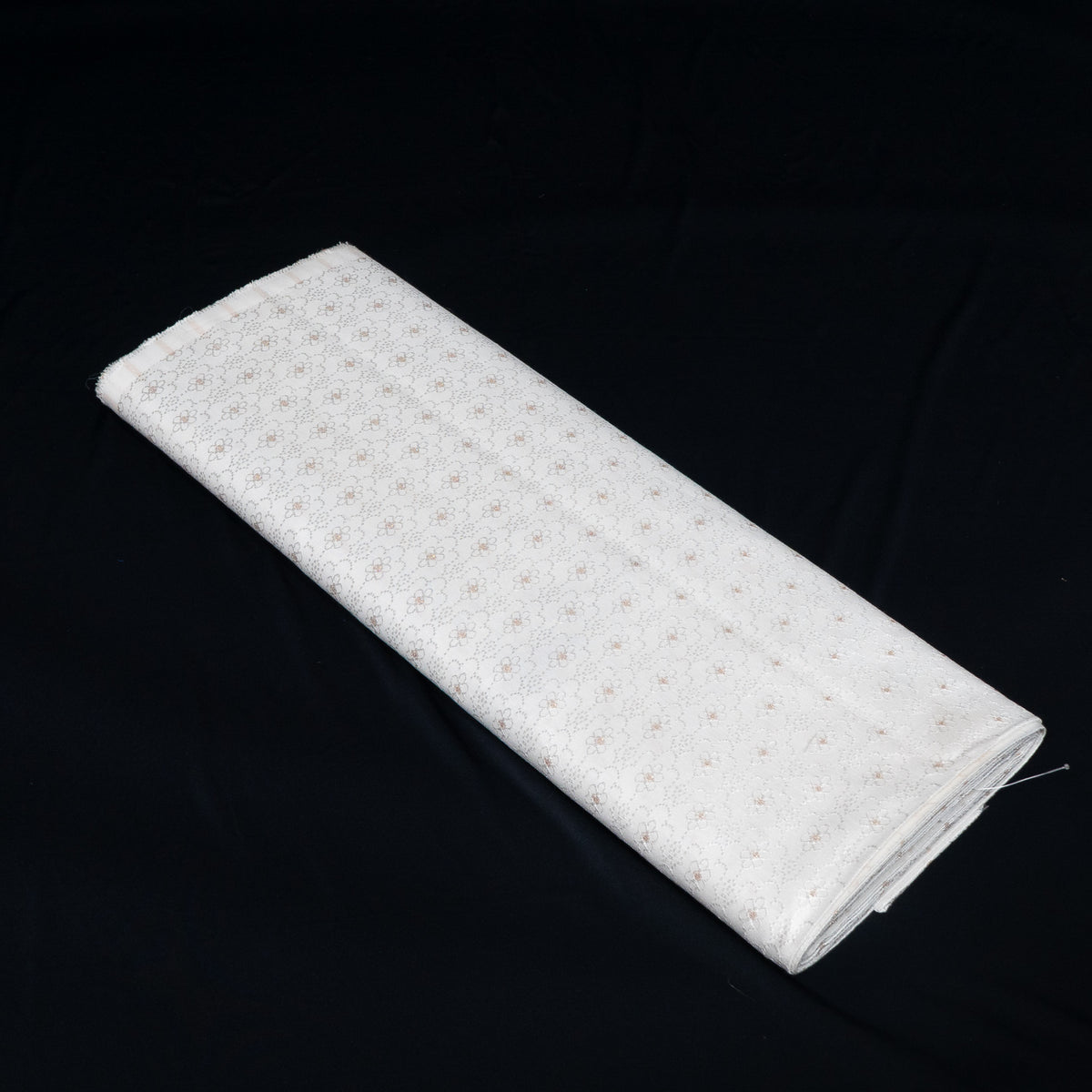 Golden & White Self-Patterned Cotton Blend Jacquard Fabric - 44" (112 cm)