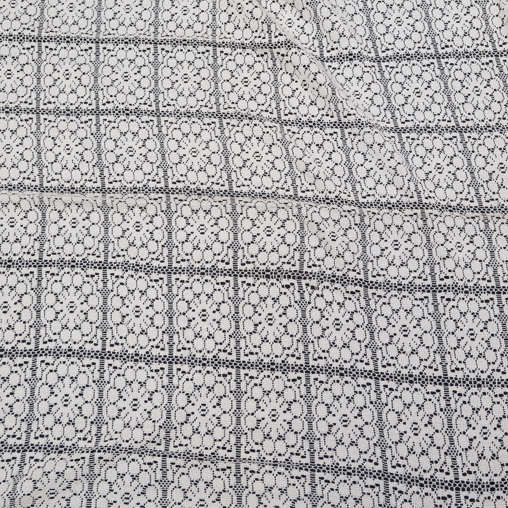 Off White Big Floral Cotton Net (SKU: N-174)