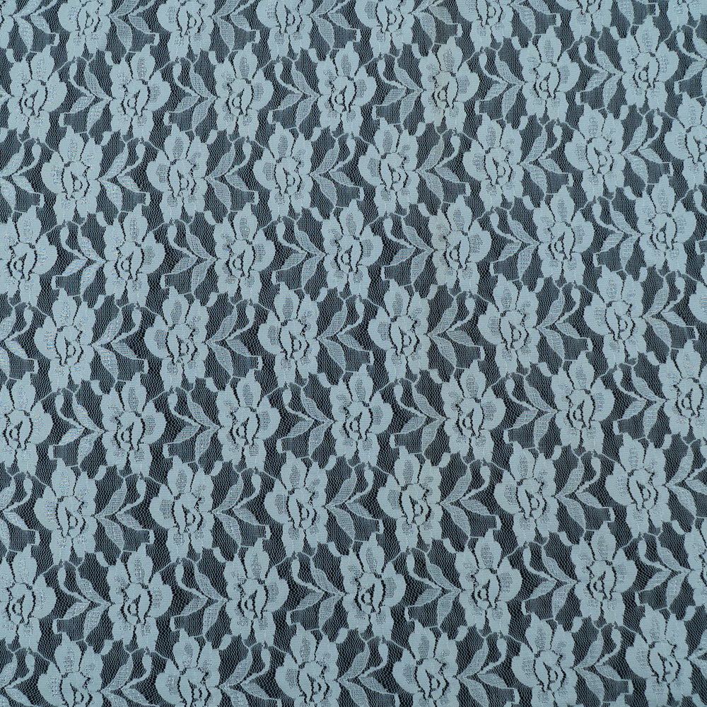 White Floral Design Dyeable Lycra Nylon Net (SKU: N-1)