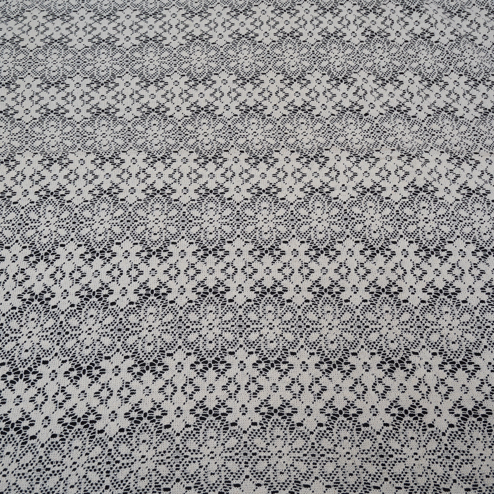Off White Floral Design Dyeable Cotton Net (SKU: N-210)