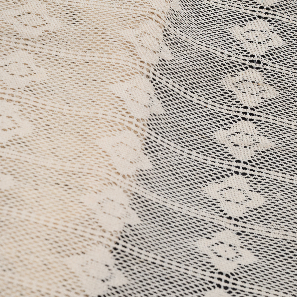 Off White Floral Design Dyeable Cotton Net (SKU: N-292)