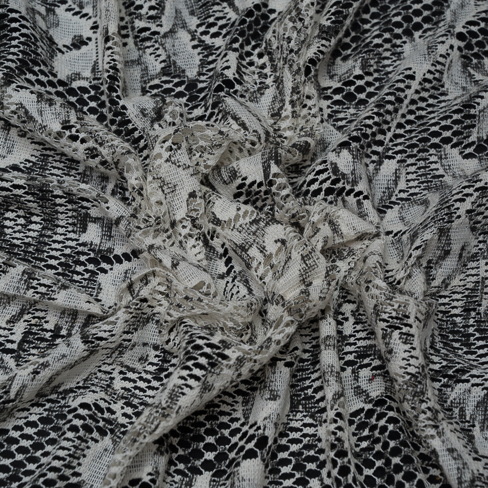 Black & White Floral Design Dyeable Cotton Net (SKU: N-353)