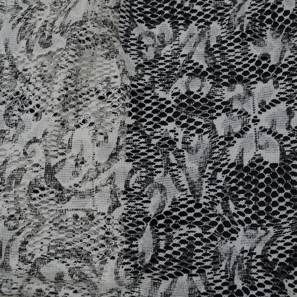 Black & White Floral Design Dyeable Cotton Net (SKU: N-353)