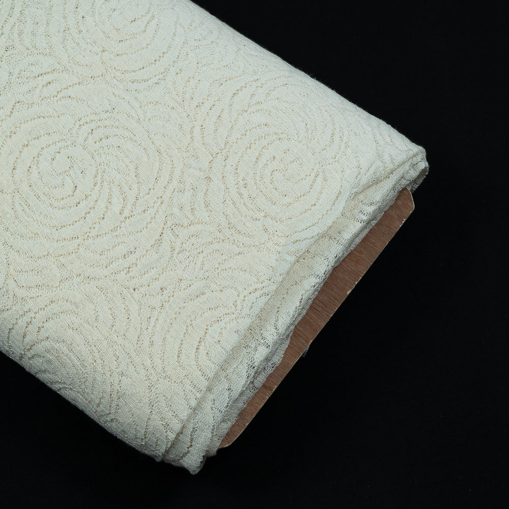 Off White Big Rose Design Dyeable Nylon Net (SKU: N-4)
