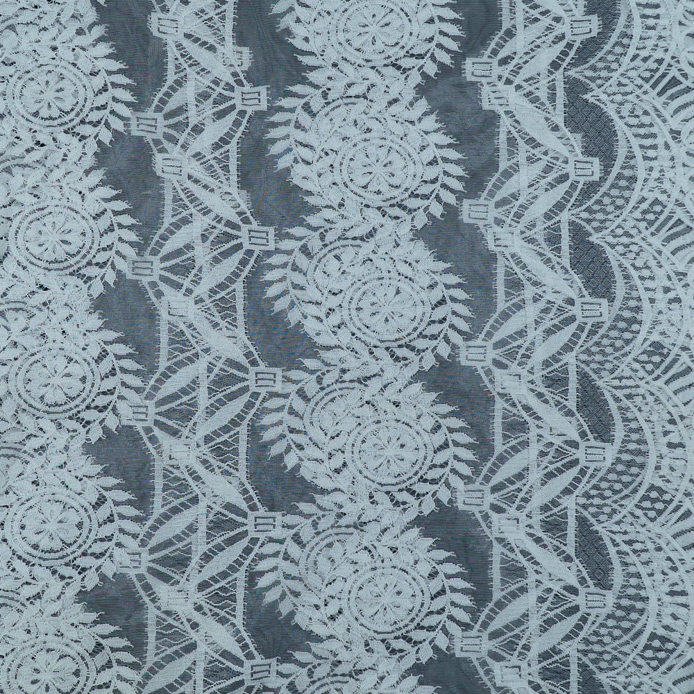 White Floral Design Dyeable Nylon Net Pannel (SKU: N-5)