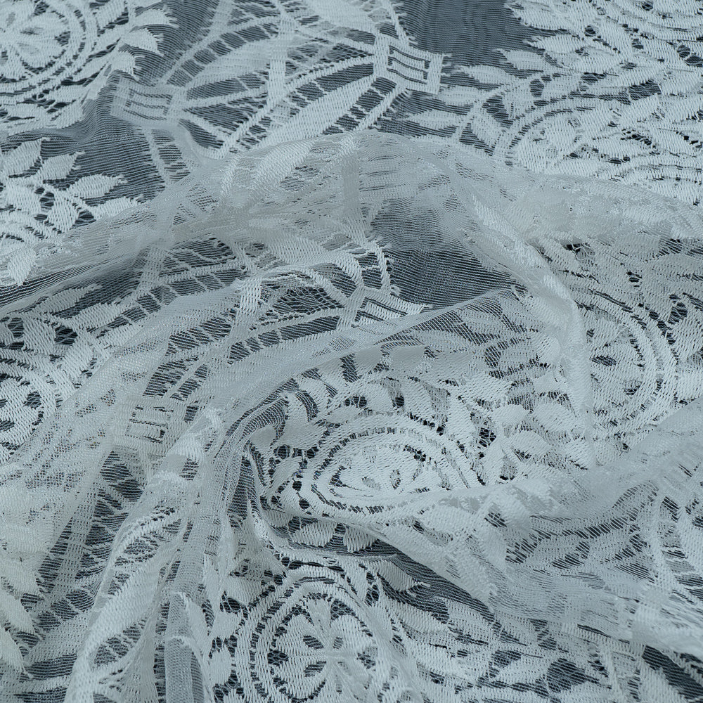 White Floral Design Dyeable Nylon Net Pannel (SKU: N-5)