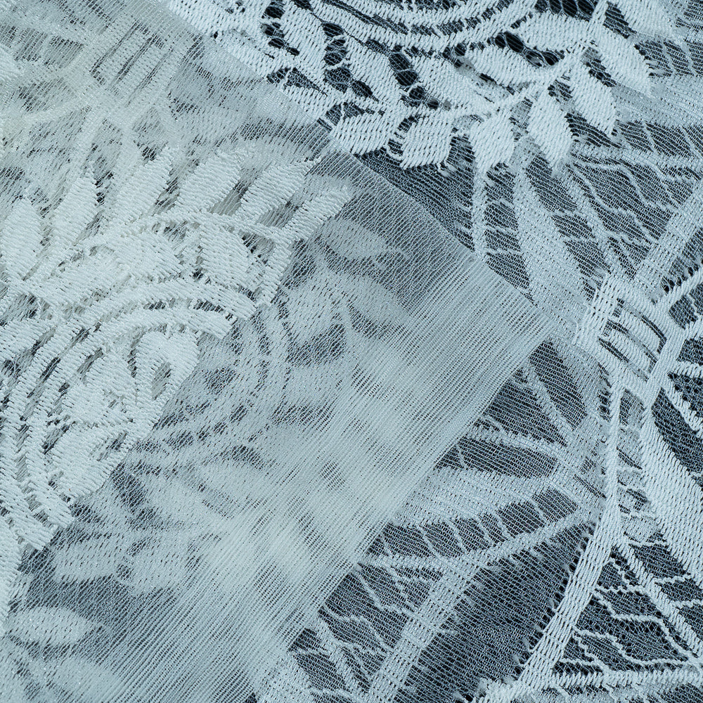 White Floral Design Dyeable Nylon Net Pannel (SKU: N-5)