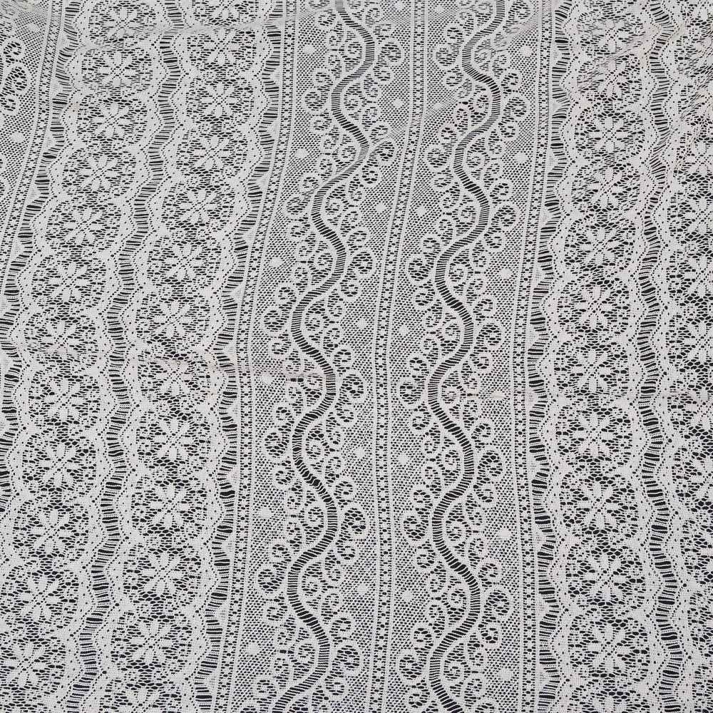 Off White floral Design Dyeable Cotton Nylon Net (SKU: N-61)