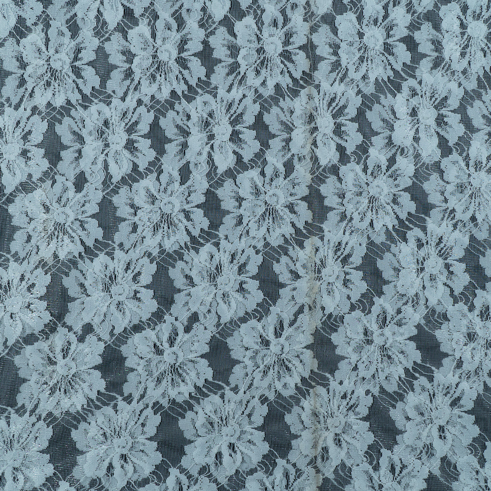 White Floral Design Dyeable Nylon Net (SKU: N-6)