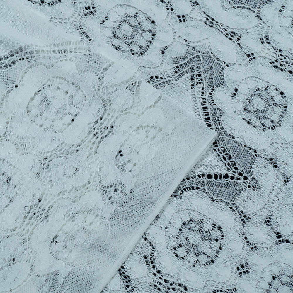 White Abstract Design Dyeable Nylon Net Pannel (SKU: N-7)