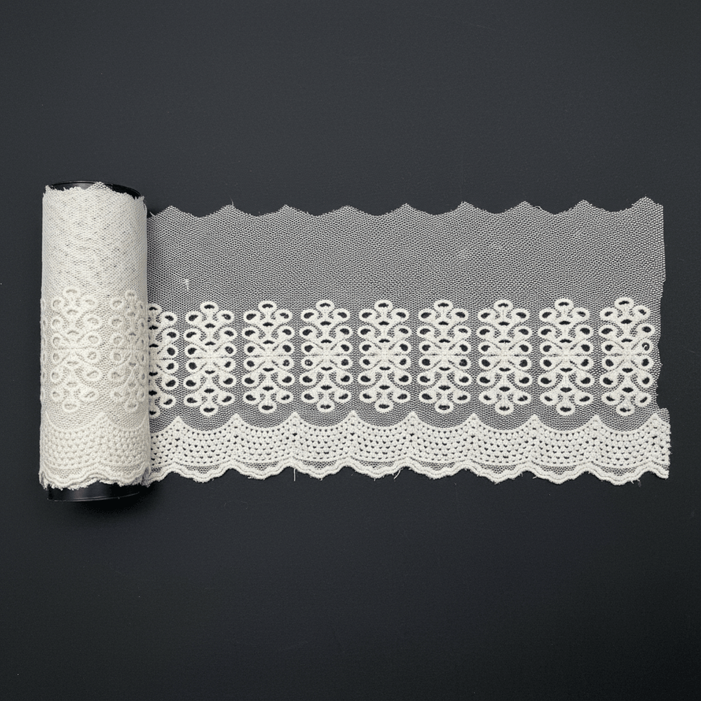 White Cotton Dyeable Net Lace (Width : 5 Inch & Sku: NL-14)