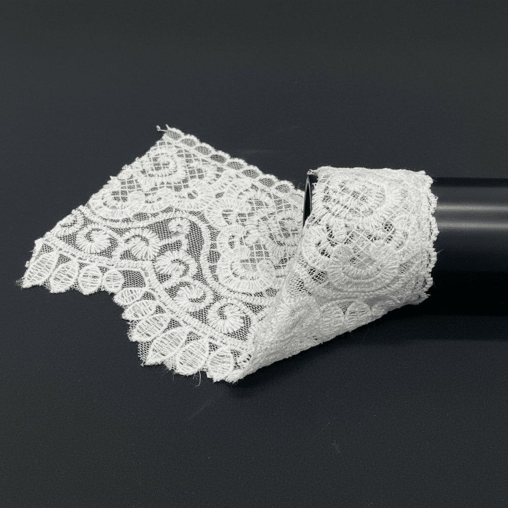 White Cotton Dyeable Net Embroidered Lace (Width : 4 Inch & Sku: NL-21)