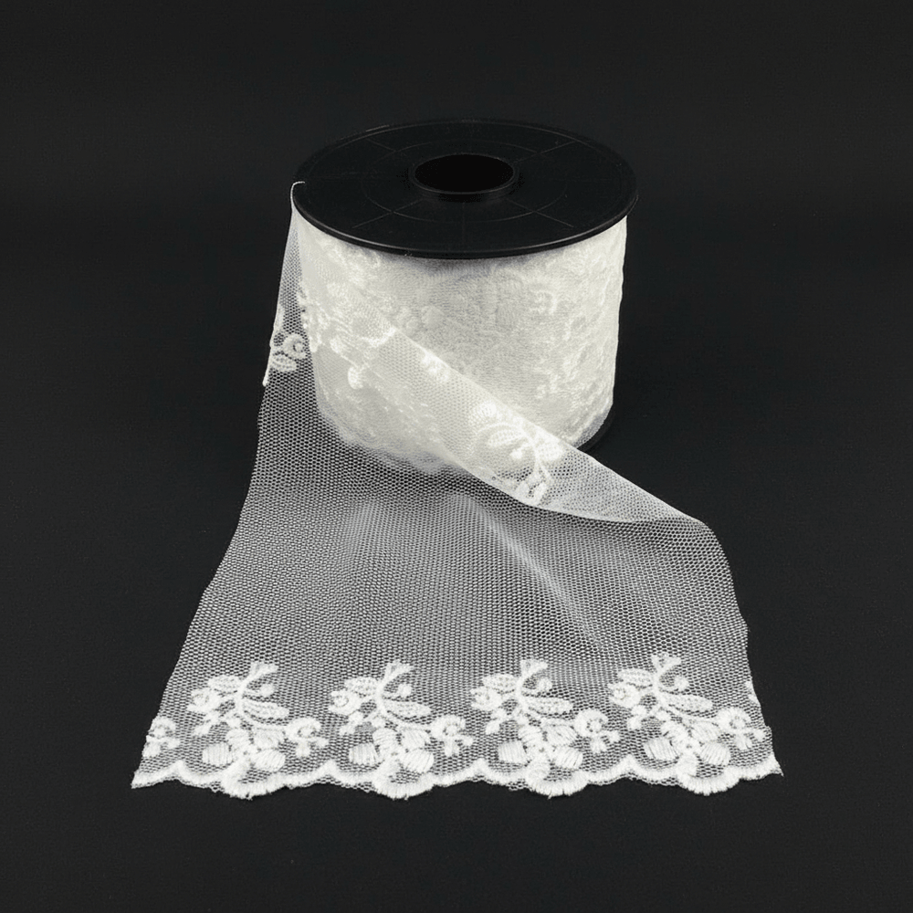 White Cotton Dyeable Net Embroidered Lace (Width : 2 Inch & Sku: NL-27)