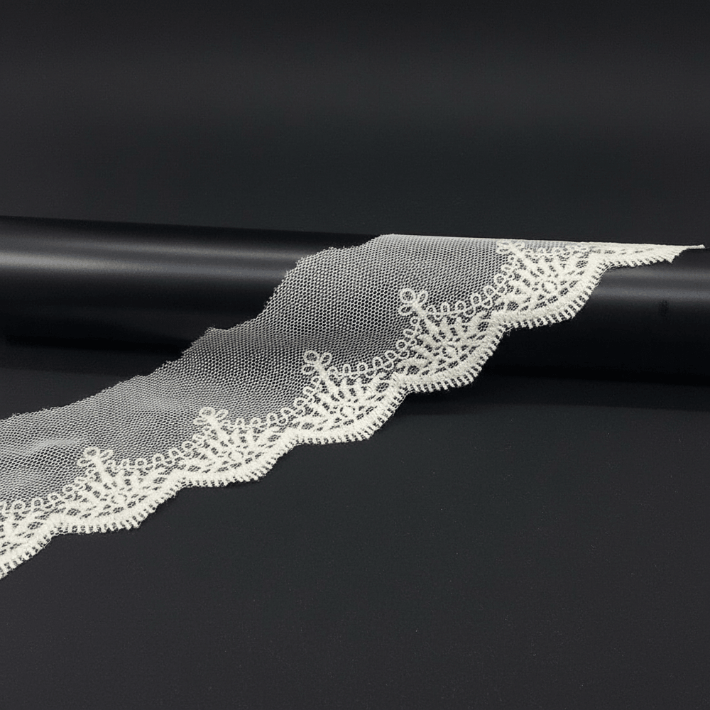 White Cotton Dyeable Net Embroidered Lace (Width : 2 Inch & Sku: NL-29)