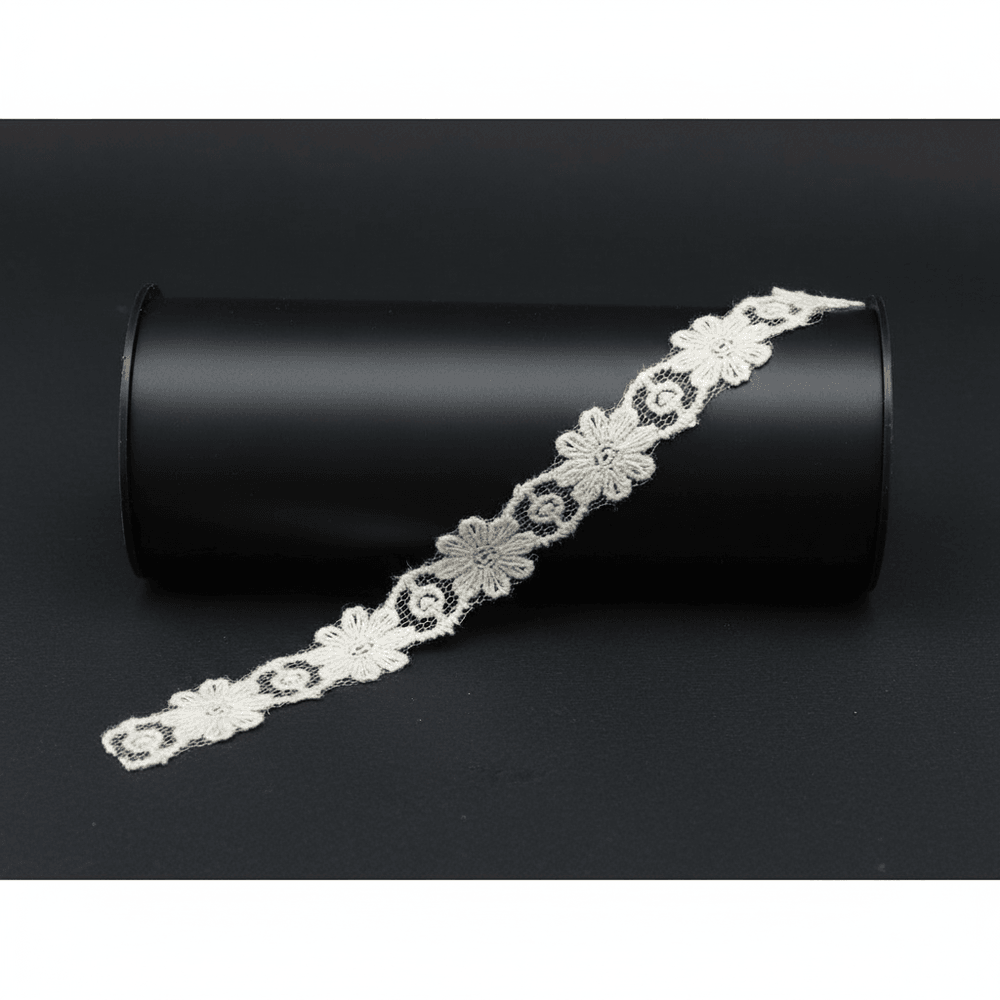 White Cotton Dyeable Net Embroidered Lace (Width : 0.5 Inch & Sku: NL-44)