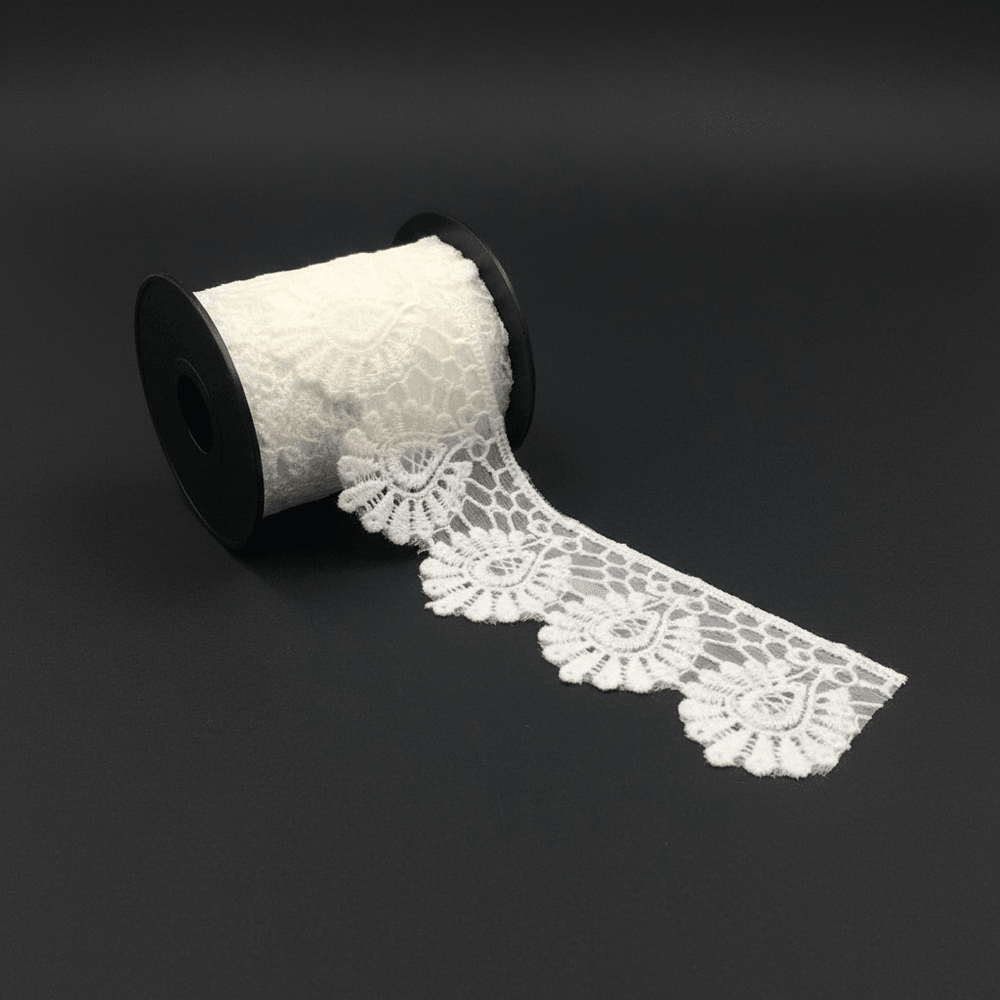White Cotton Dyeable Net Embroidered Lace (Width : 1.5 Inch & Sku: NL-55)