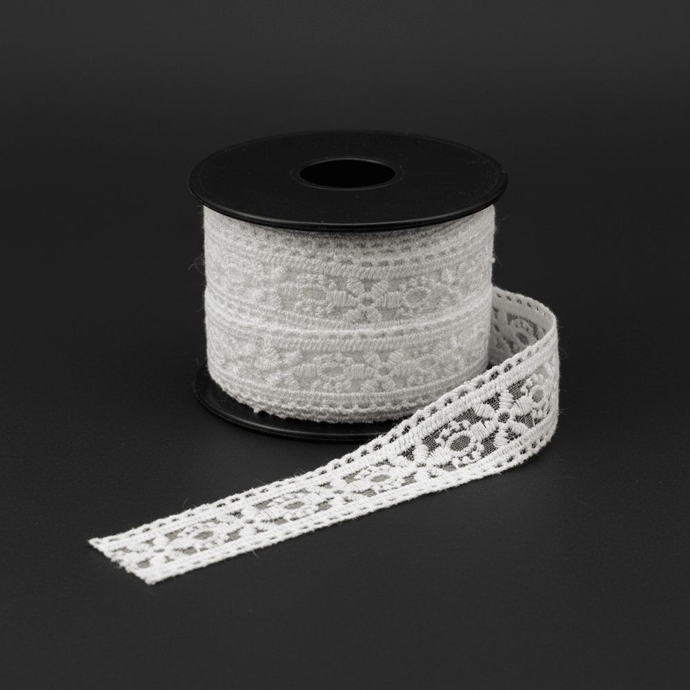 White Cotton Dyeable Net Embroidered Lace (Width : 1 Inch & Sku: NL-59)