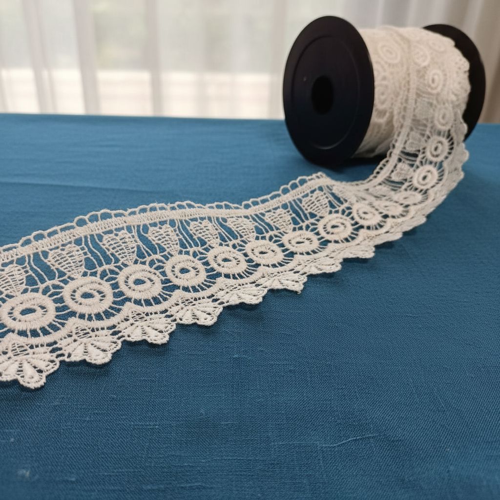 White Poleyster Lace ( Width : 3 Inch SKU: P-79 )