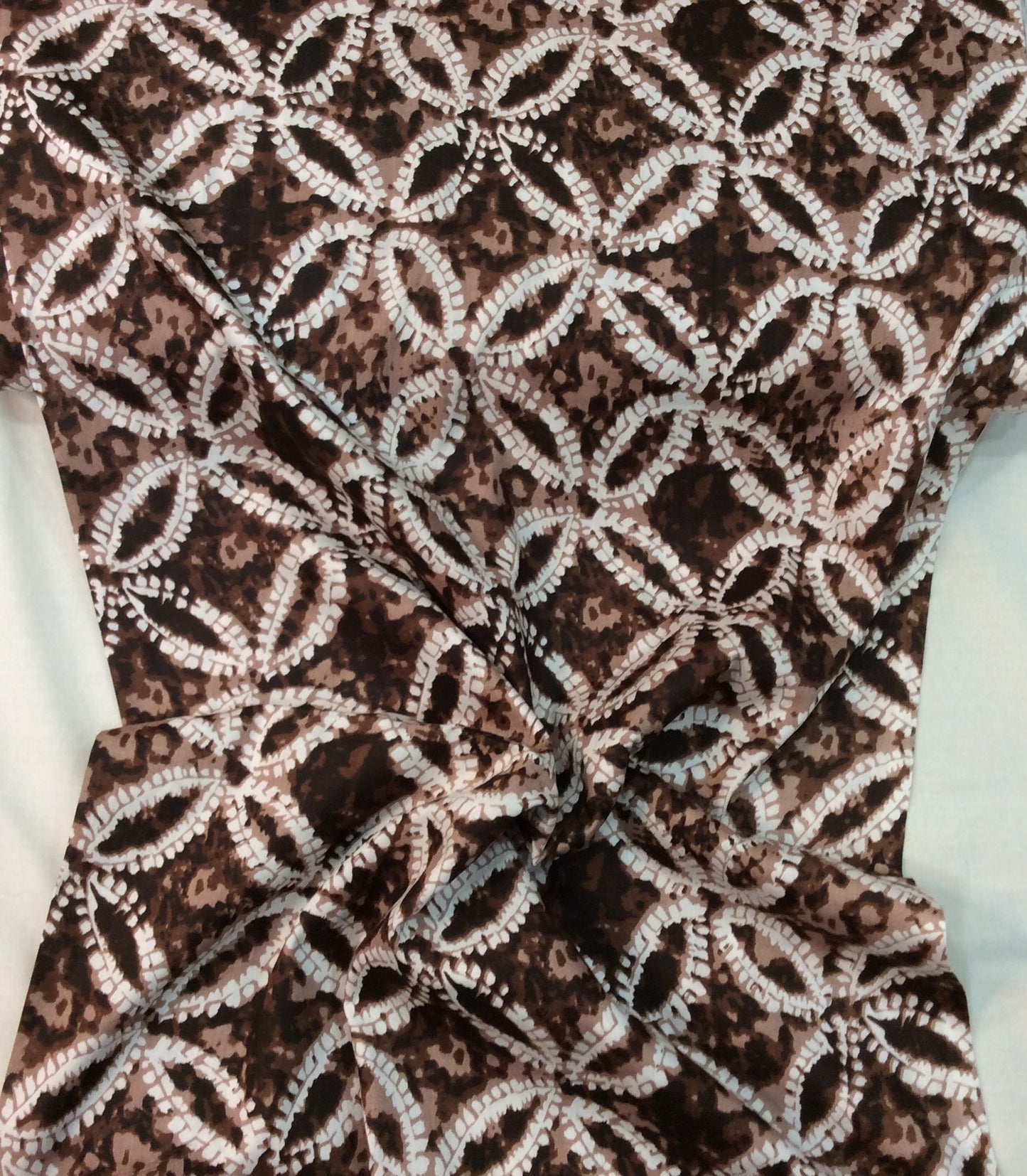 Brown & White Rayon Screen Print