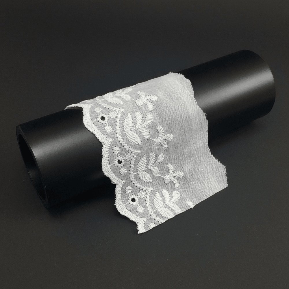 White Cotton Dyeable Schiffli Lace (Width : 3 Inch & Sku: S-103)