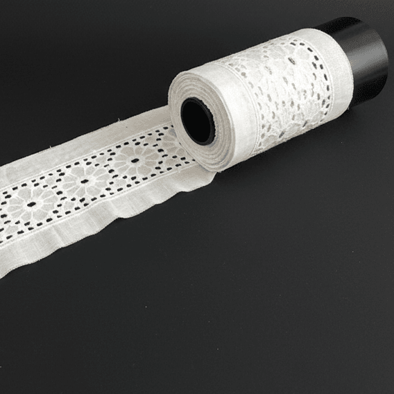 White Cotton Dyeable Schiffli Lace (Width : 2 Inch & Sku: S-105)