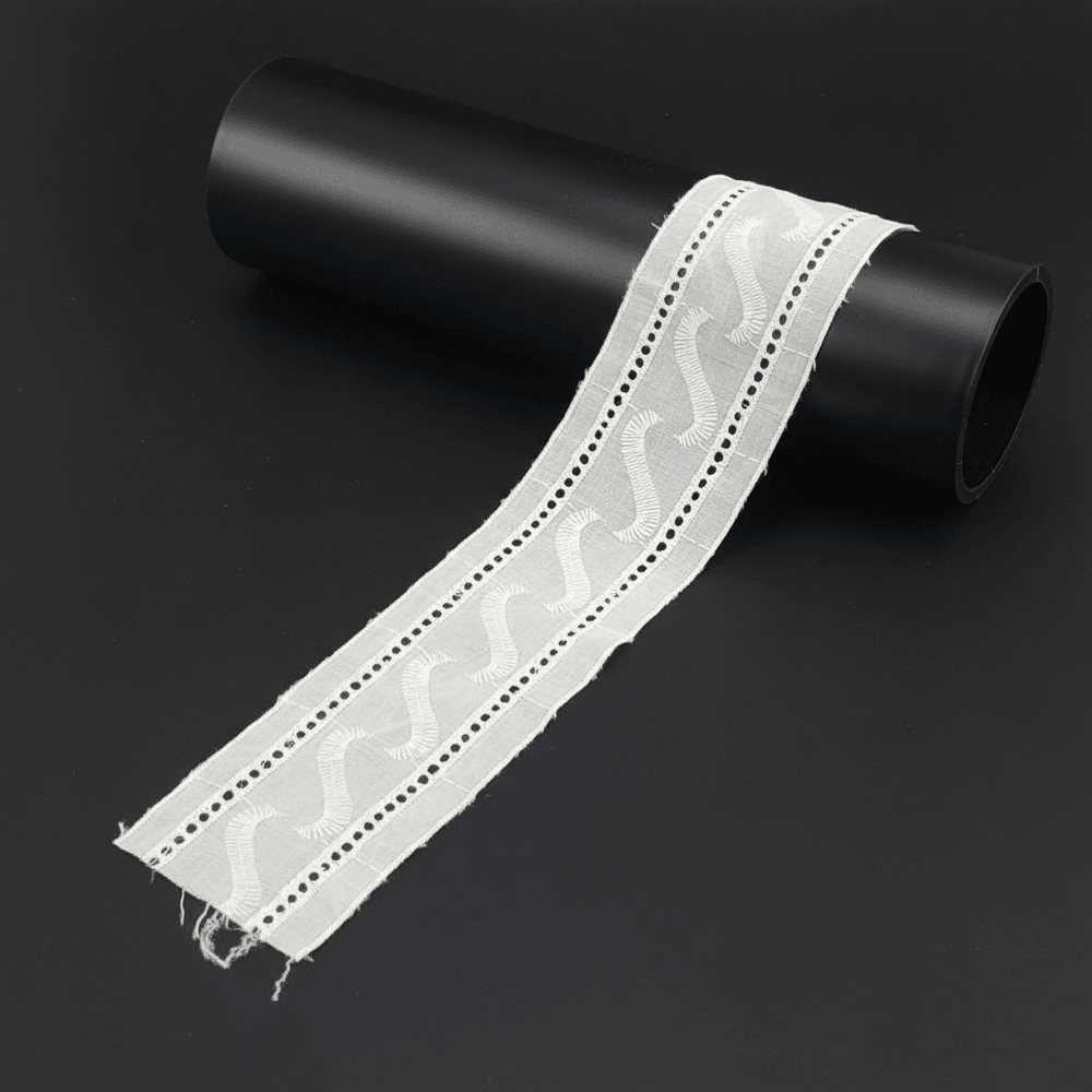 White Cotton Dyeable Schiffli Lace (Width: 2 Inch & Sku: S-110)