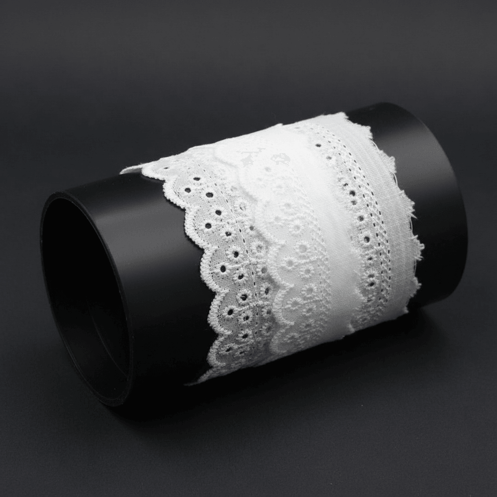 White Cotton Dyeable Schiffli Lace (Width : 0.5 Inch & Sku: S-112)