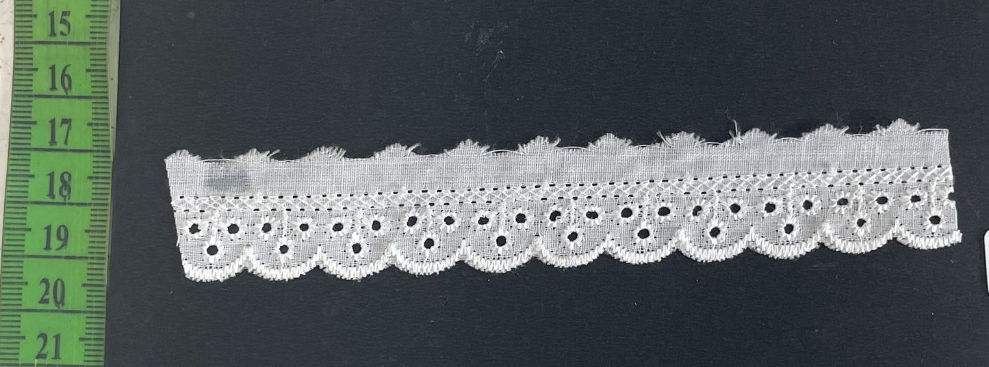 White Cotton Dyeable Schiffli Lace (Sku: S-112)