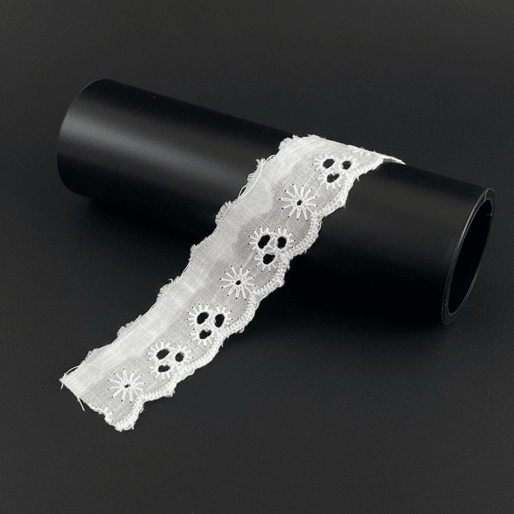 White Cotton Dyeable Schiffli Lace (Width : 1 Inch & Sku: S-114)