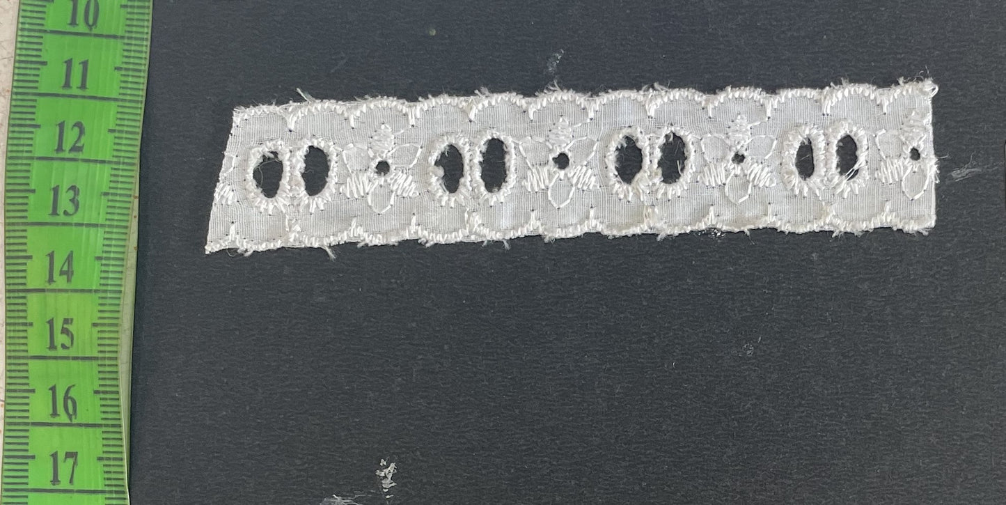 White Cotton Dyeable Schiffli Lace (Sku: S-127)