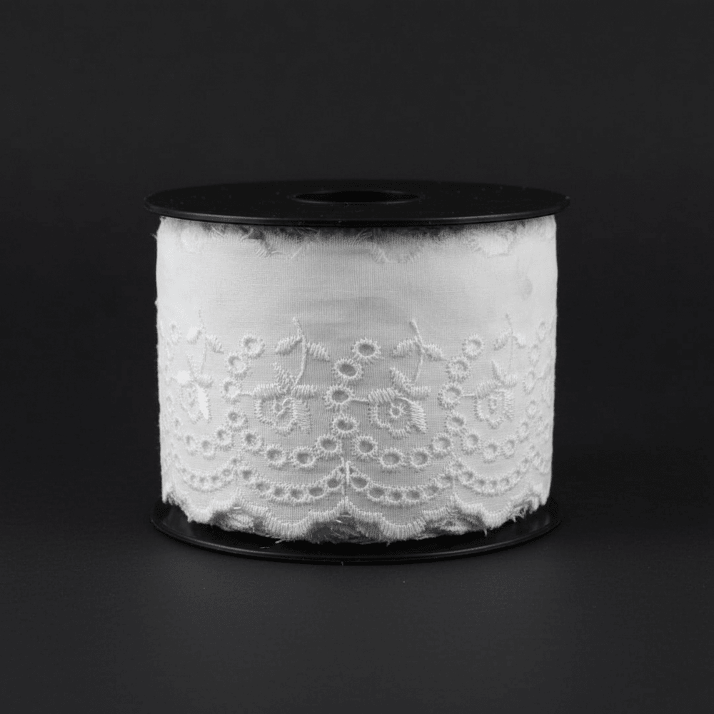 White Cotton Dyeable Schiffli Lace (Width : 2.5 Inch & Sku: S-15)