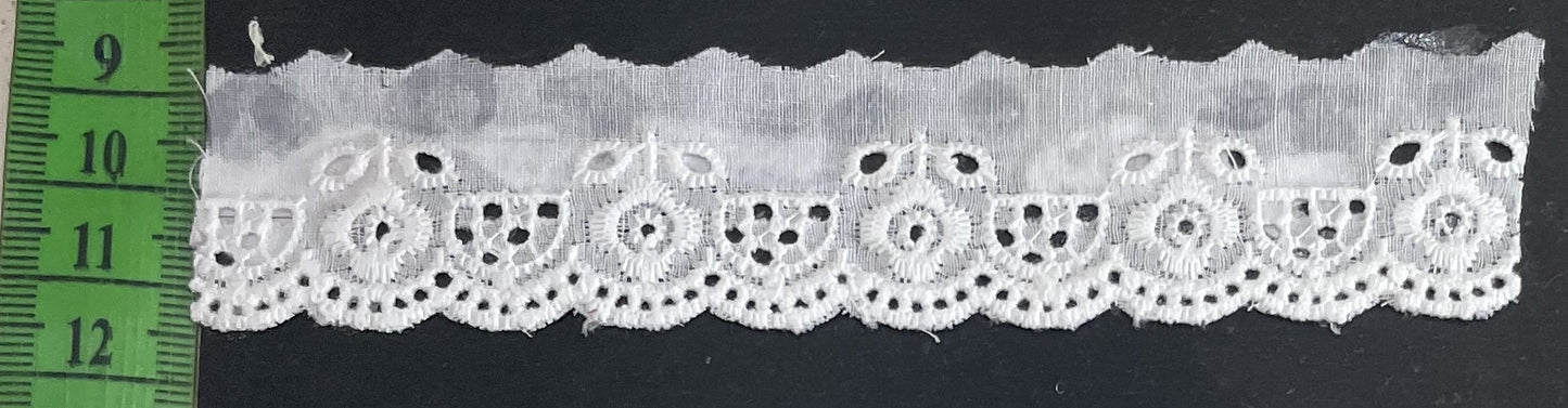 White Cotton Dyeable Schiffli Lace (Sku: S-25)