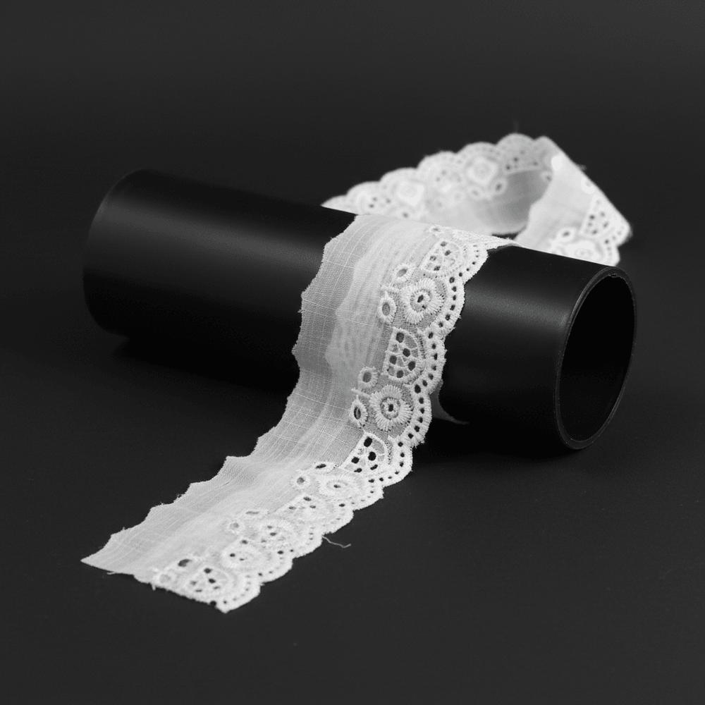 White Cotton Dyeable Schiffli Lace (Width : 1 Inch & Sku: S-25)
