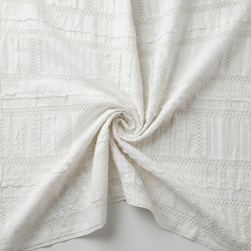 White Patchwork Cotton Dyeable Fabric - 44" (112 cm)