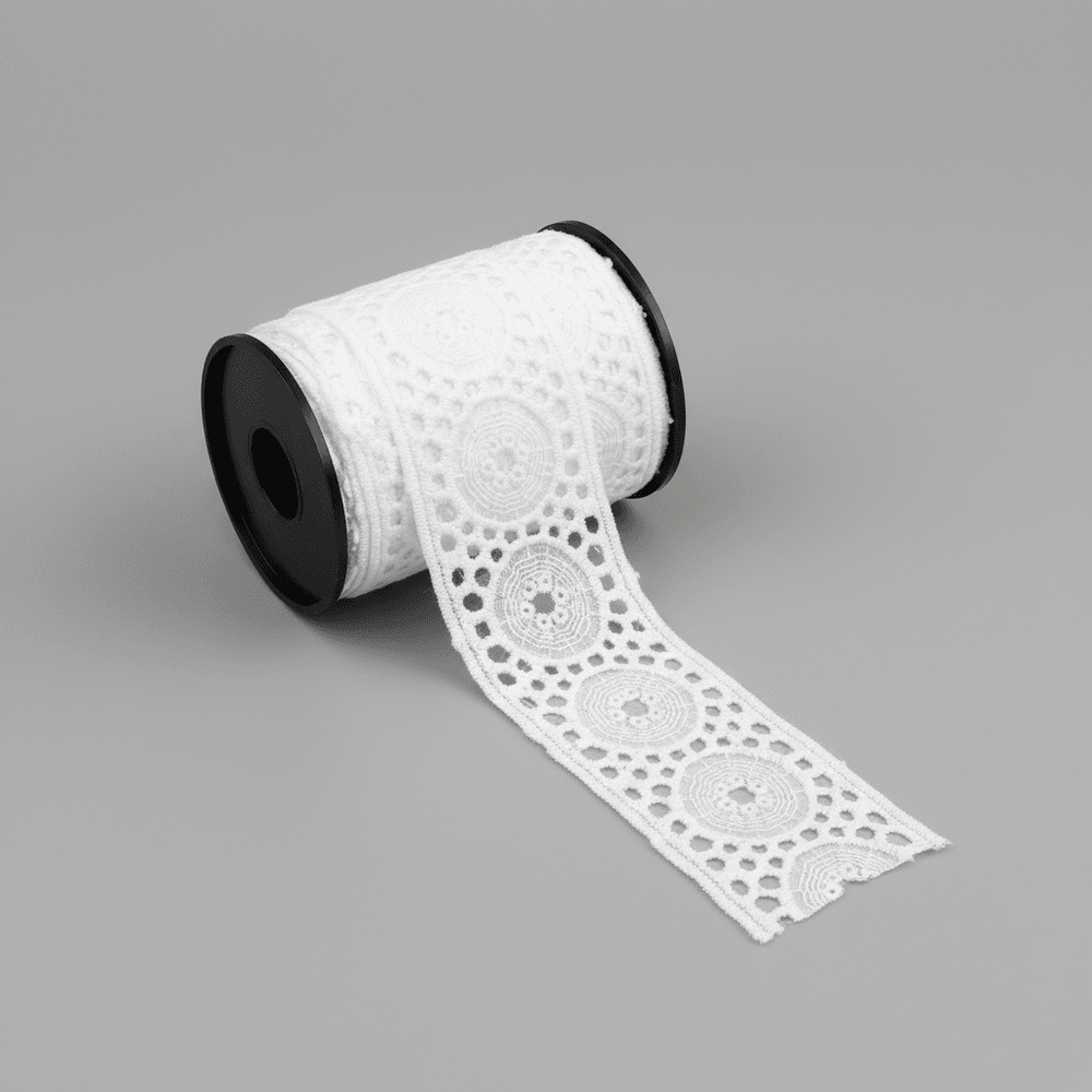 White Cotton Dyeable Schiffli Lace (Width : 1.5 Inch & Sku: S-3)