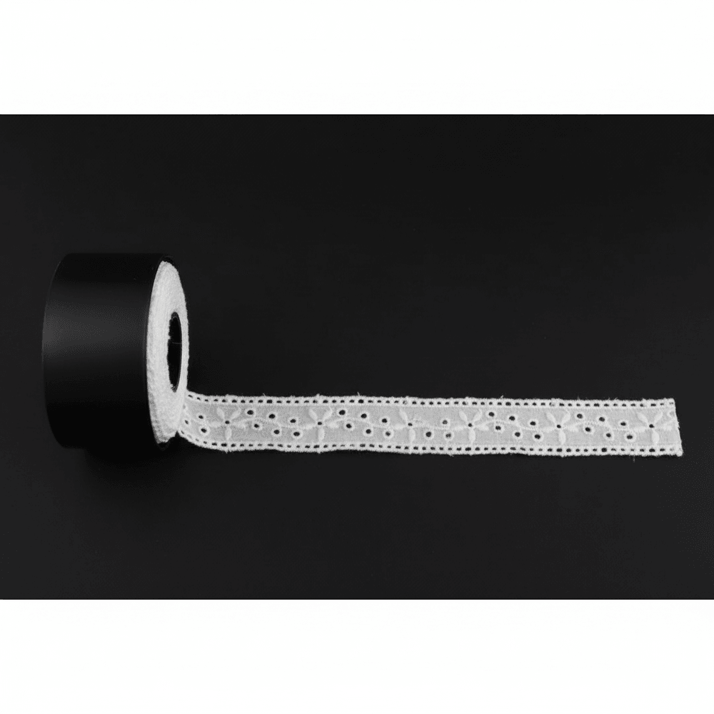 White Cotton Dyeable Schiffli Lace (Width : 2 cm & Sku: S-31)