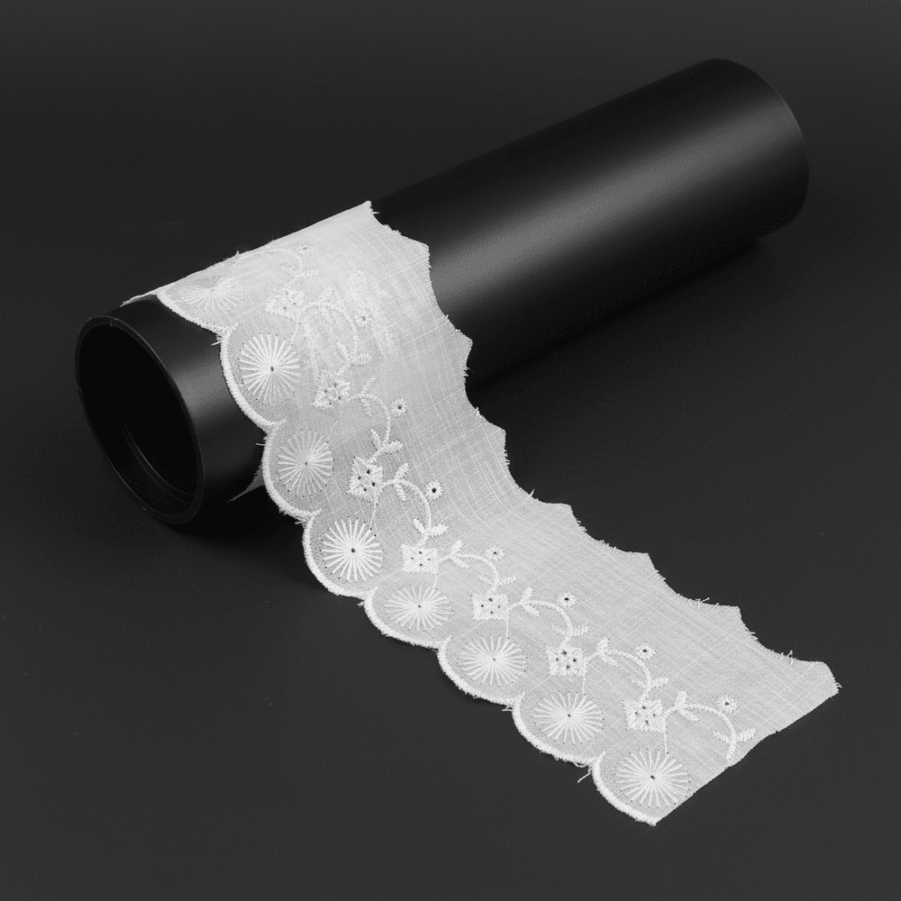 White Cotton Dyeable Schiffli Lace (Width : 3 Inch & Sku: S-45)