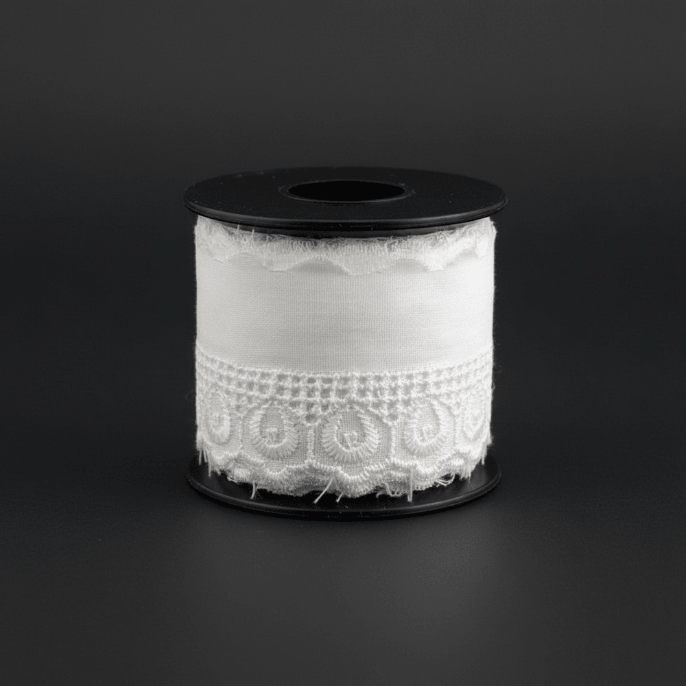 White Cotton Dyeable Schiffli Lace (Width : 1.5 Inch & Sku: S-50)