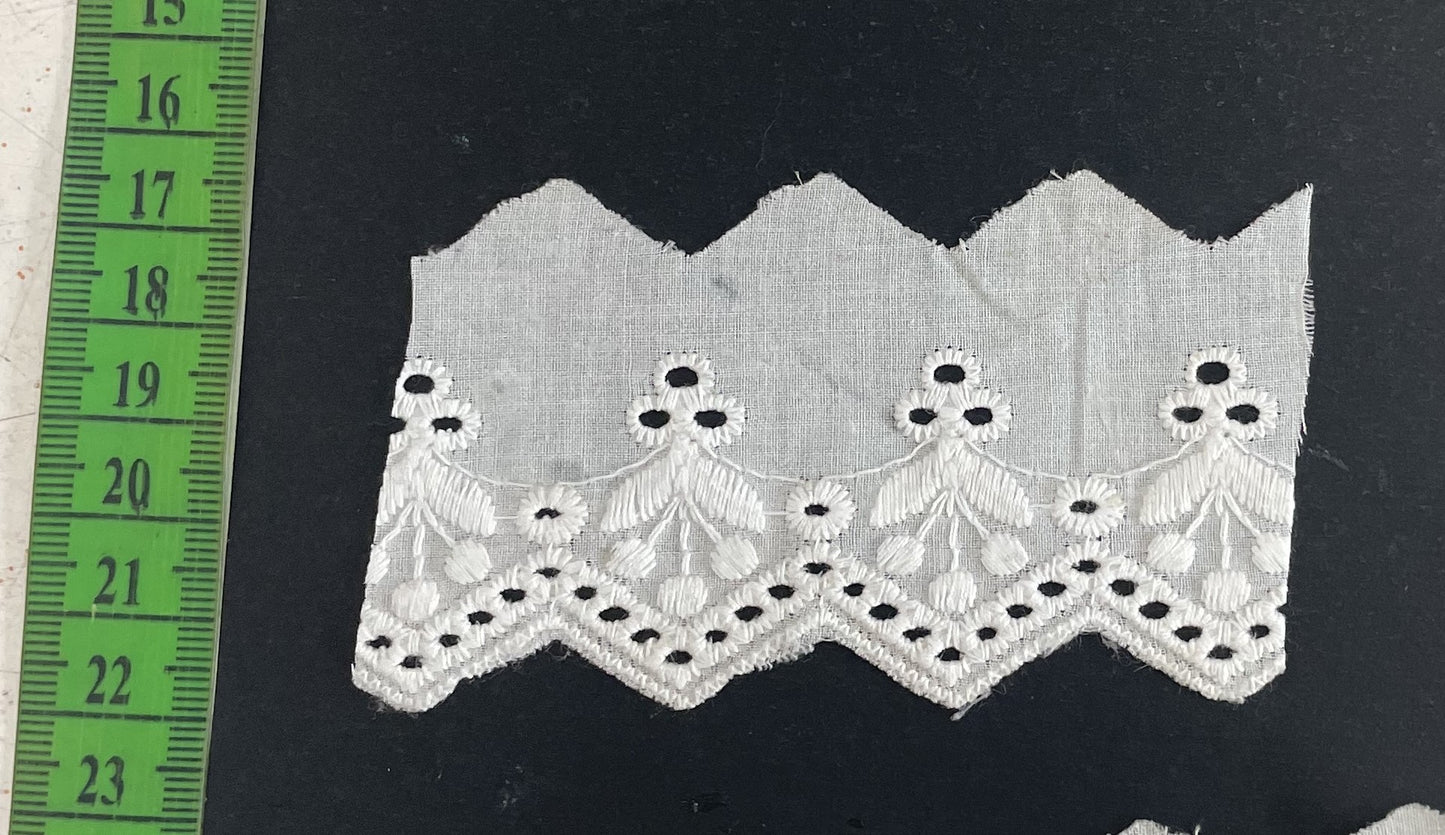 White Cotton Dyeable Schiffli Lace (Sku: S-81)