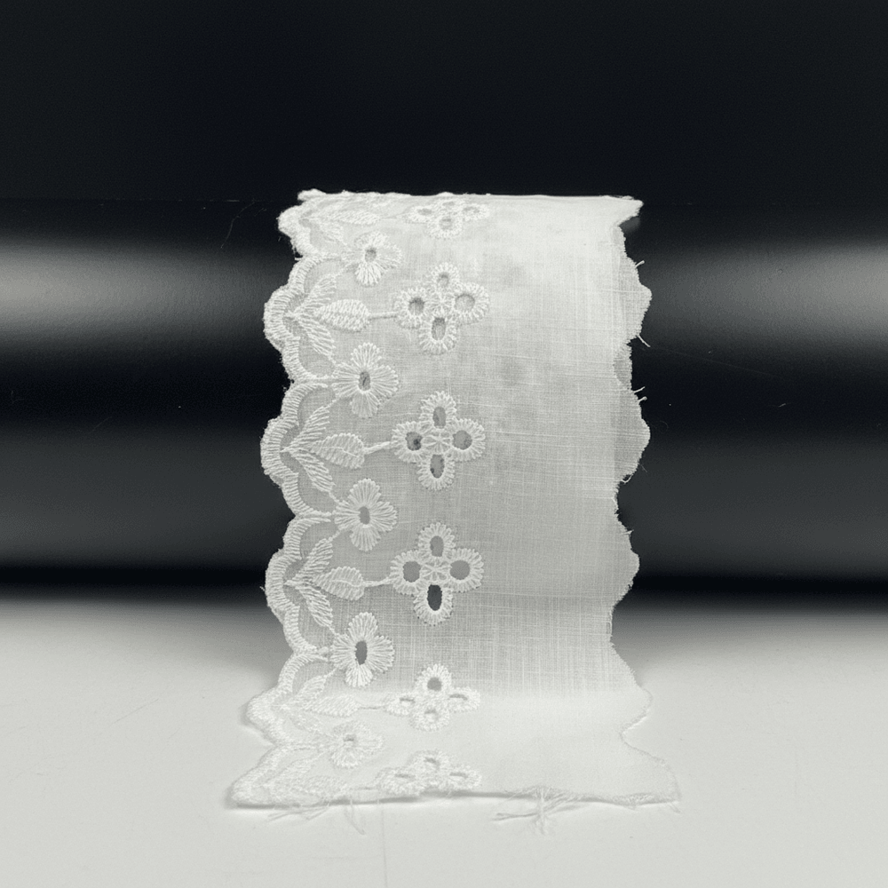 White Cotton Dyeable Schiffli Lace (Width : 2.5 Inch & Sku: S-82)