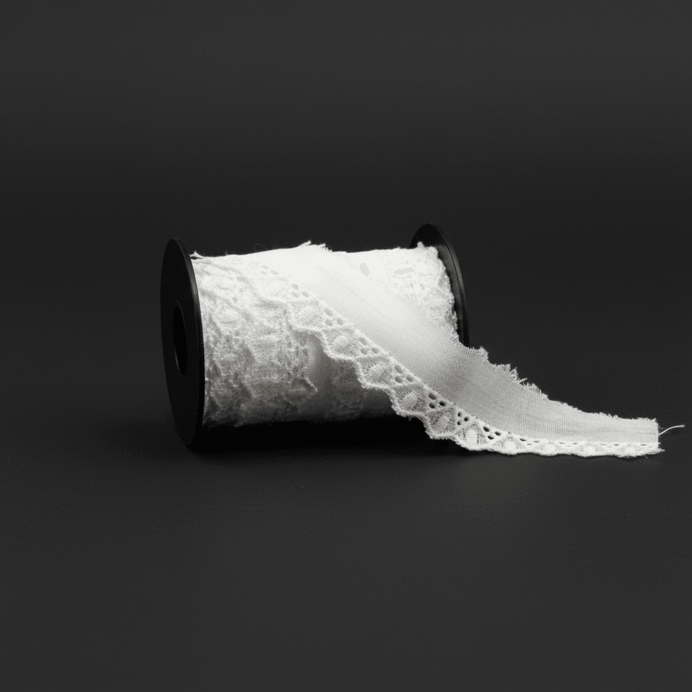 White Cotton Dyeable Schiffli Lace (Width : 1 Inch & Sku: S-83)