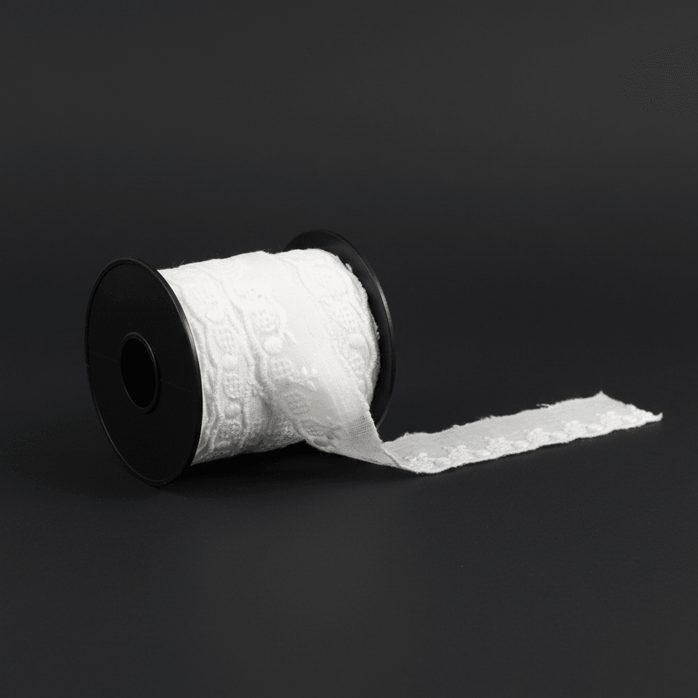 White Cotton Dyeable Schiffli Lace (Width : 2 Inch & Sku: S-88)